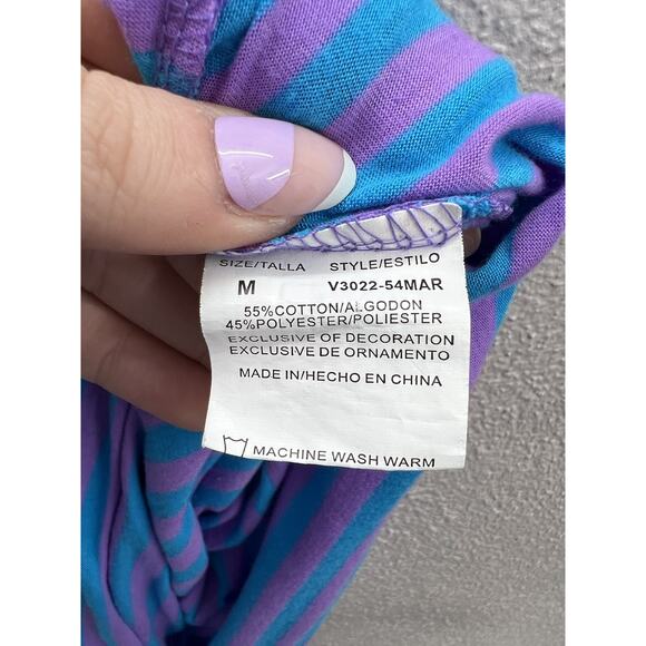 Womens Just Love Dress Size Medium Blue and Purple Striped Sleeveless - Picture 6 of 10